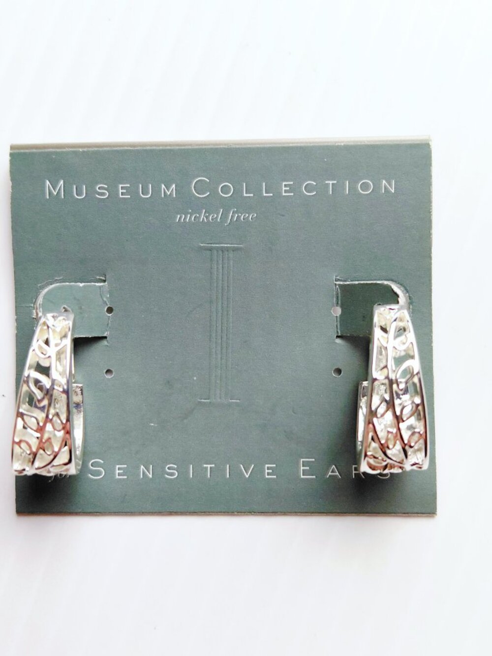 Museum Collection Silver Tone Filigree Hoop Earrings Nickel Free Jewelry